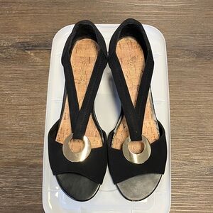 Covington Black Wedges with Gold Accent